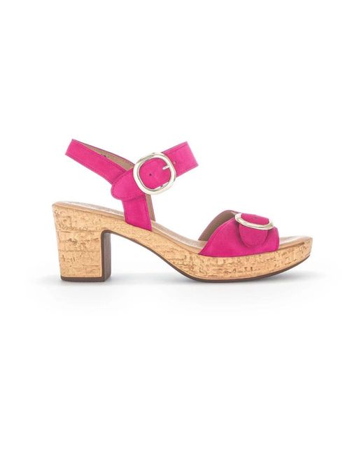 Gabor Pink Rosa wildleder sandalen mit korksohle