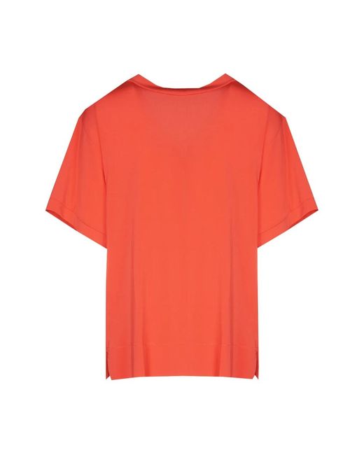 Max Mara Red Bluse mit v-ausschnitt aus braunem stoff