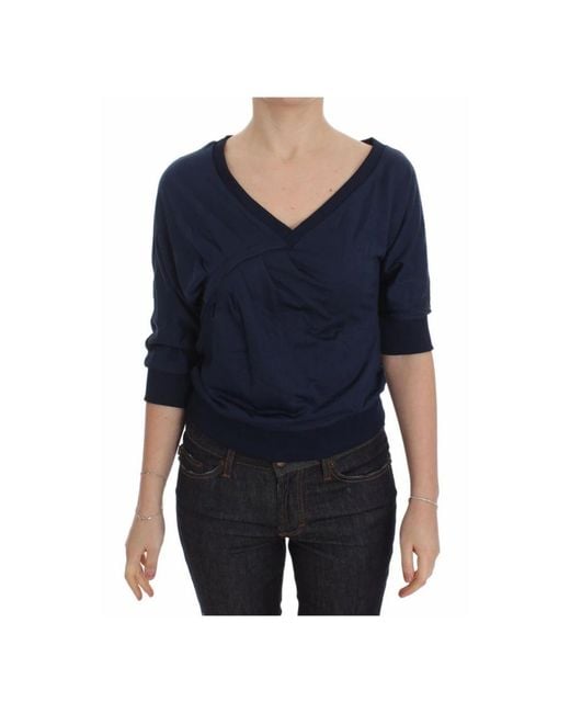 Exte Blue V-Neck Knitwear