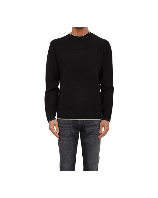 Guess Black Round-Neck Knitwear for men