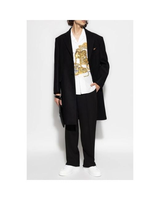 Versace Black Single-Breasted Coats for men