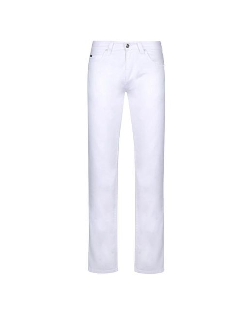Armani White Straight Fit Jeans for men
