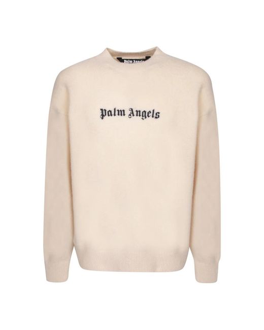 Palm Angels Natural Round-Neck Knitwear for men