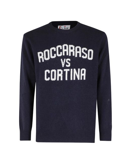 Mc2 Saint Barth Blue Round-Neck Knitwear for men
