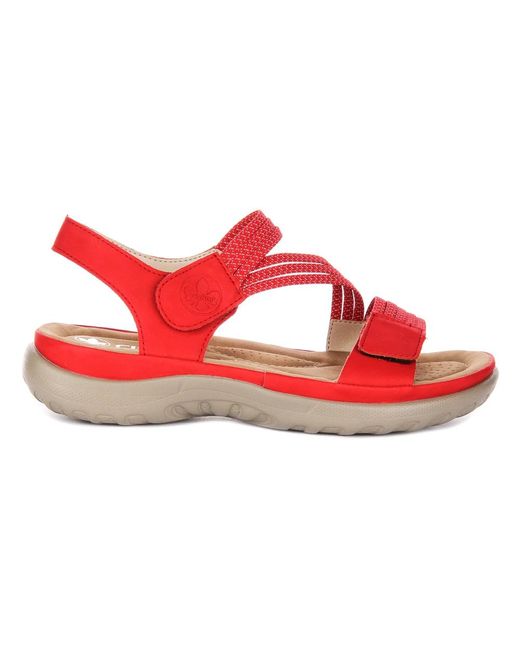 Rieker Red Flat Sandals