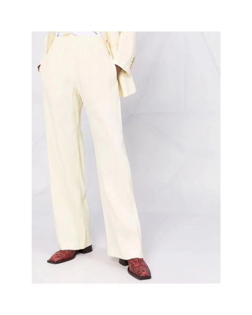 Golden Goose Deluxe Brand Natural Pastel wide-leg linen trousers