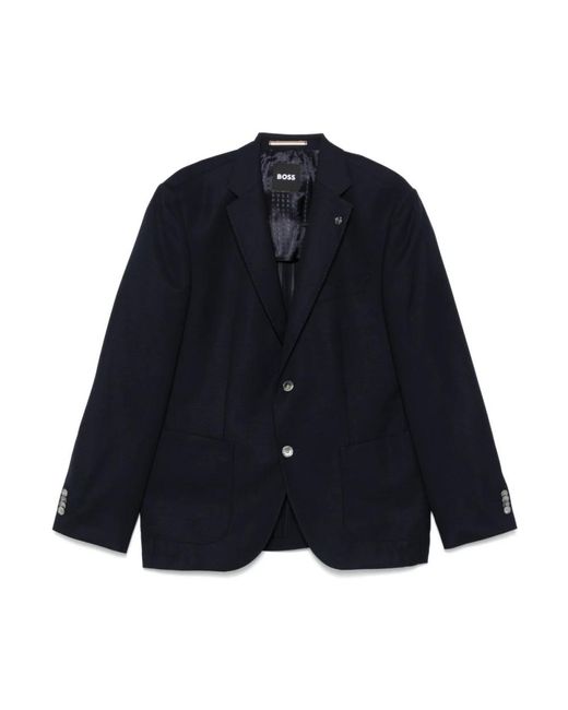 HUGO Jassen ,Blauw ,Blauw Button-Up Jasje Met Zakken in het Blue voor heren