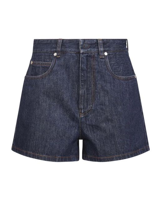 Fendi Flared Denim Shorts in het Blue
