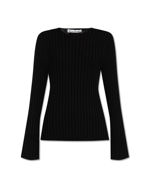 Acne Geribbelde Trui in het Black