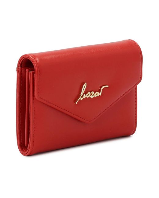 Kazar Accessoires ,Rood ,Leer Kleine Rode Portemonnee Met Gouden Logo in het Red