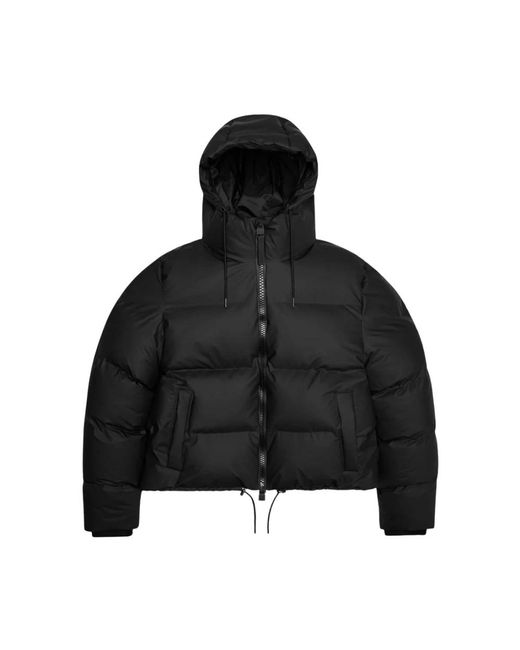 Rains Jassen ,Zwart ,Leer Alta Short Puffer Jacket in het Black