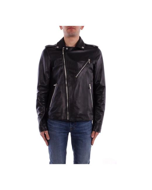 John Richmond Schwarzer Reißverschlussmantel Mit Taschen in Black für Herren