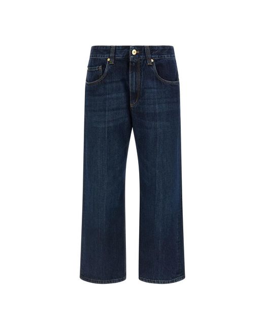 Brunello Cucinelli Cropped Jeans in het Blue