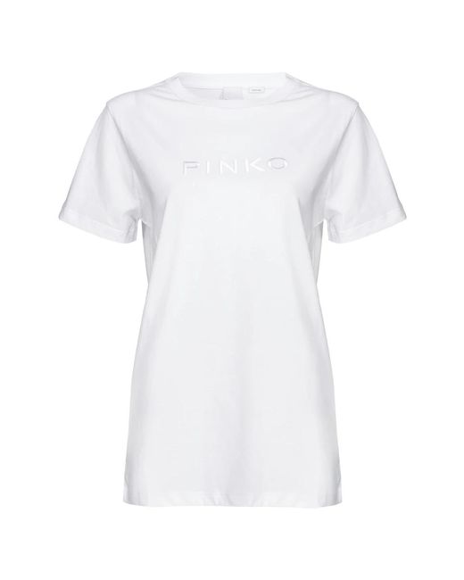Camisetas y polos blancos con bordado de logo Pinko de color White