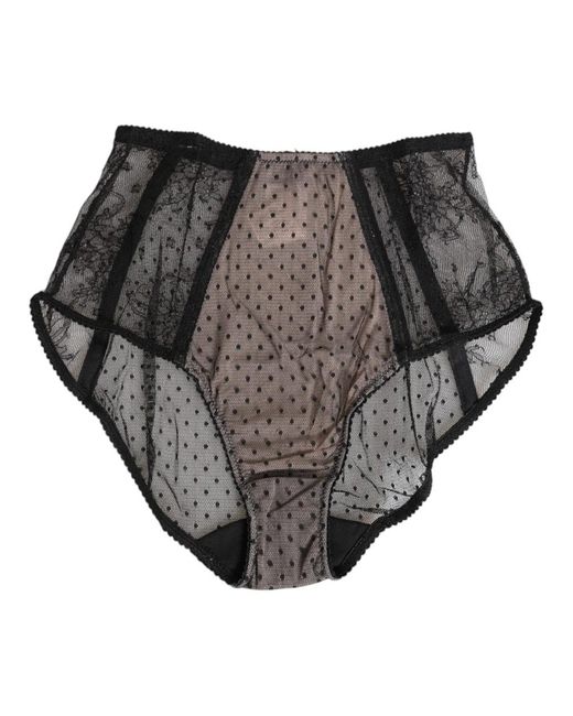 Dolce & Gabbana Ondergoed ,Veelkleurig ,Zwarte Sheer Polka Dot Kant Briefs in het Black