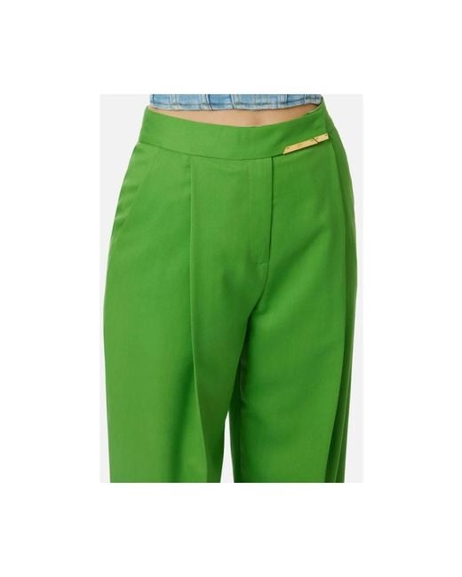 Elisabetta Franchi Green Wide Trousers