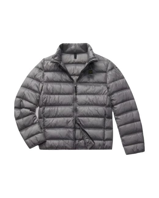 Blauer Jassen ,Grijs ,Nylon Short Slim Belmont Model Donsjas in het Gray voor heren