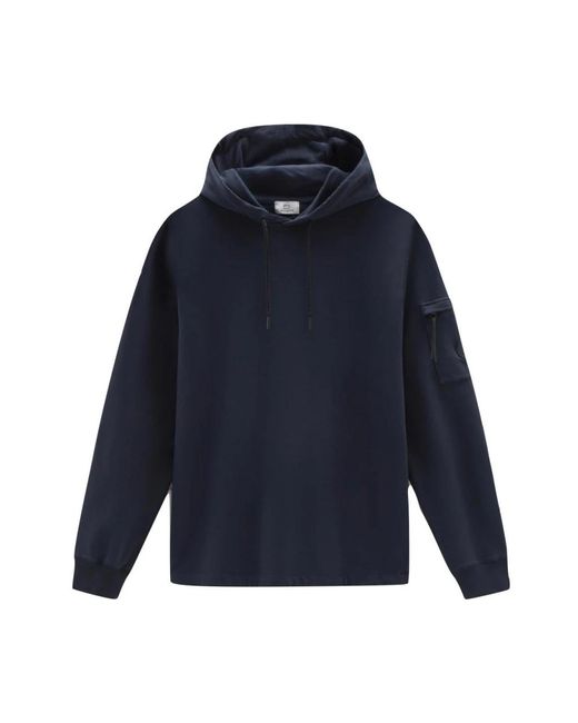 Woolrich Hoodies & Sweatvesten ,Wit ,Katoen Casual Katoenen Hoodie Met Logopatch in het White voor heren