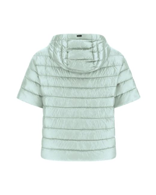 Herno Jassen ,Groen ,Nylon Ultralichte Nylon Jas Met Capuchon En Korte Mouwen in het Green