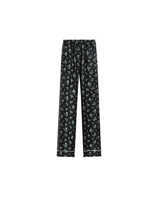 Dolce & Gabbana Black Roses And Lilies Of The Valley-Print Twill Vanity Trousers