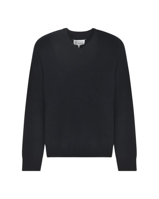 Maison Margiela V-Neck Knitwear in het Black voor heren