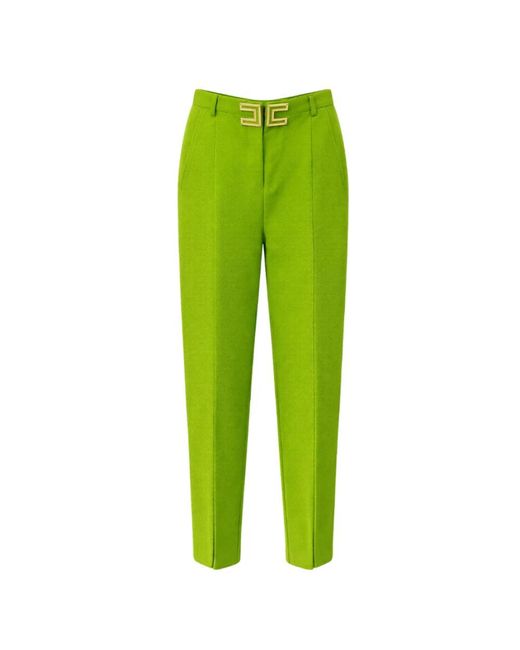 Elisabetta Franchi Green Straight Trousers