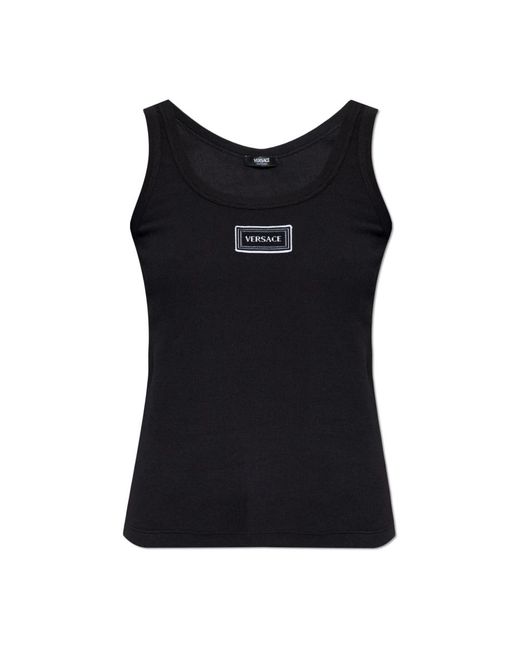 Sleeveless Tops Versace de color Black