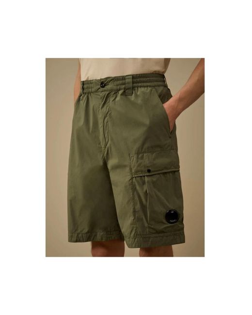 C P Company Green Casual Shorts for men