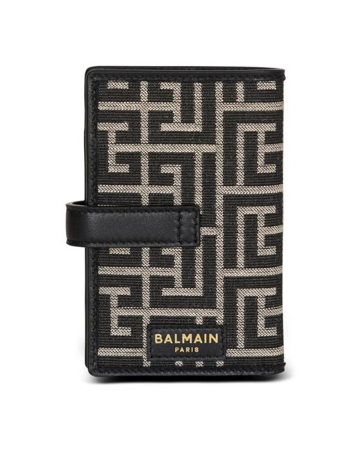 Balmain Accessoires ,Zwart ,Katoen Pulse Monogram Jacquard Kaarthouder in het Black