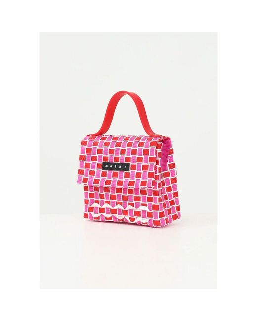 Marni Red Handtasche Mit Geometrischem Muster