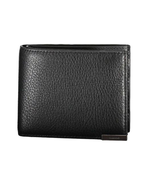 Calvin Klein Schwarzes Leder Herren Geldbörse Rfid Block in Black für Herren