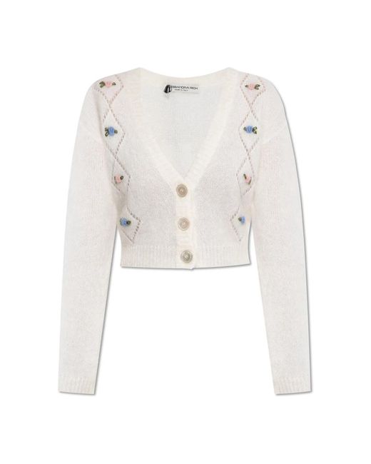 Alessandra Rich Truien & Vesten ,Wit ,Wol Vest Met Bloemenmotief in het White