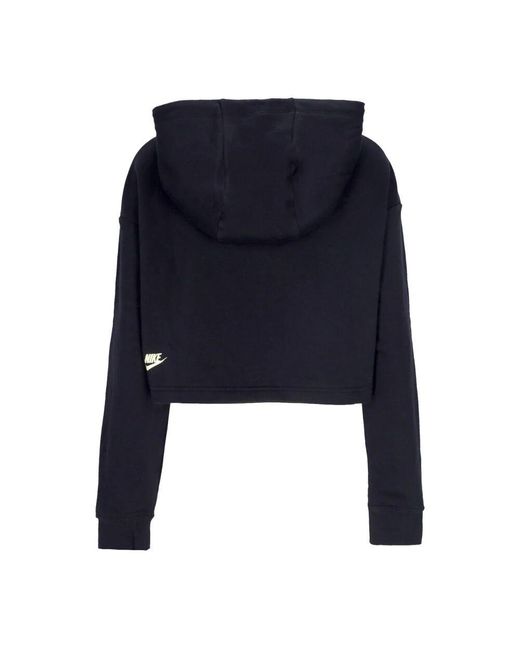 Nike Blue Schwarzer crop hoodie sportbekleidung fleece