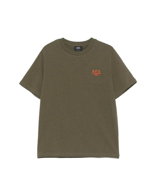 A.P.C. Tops ,Groen ,Stijlvol T-Shirt Cohbu M26388 Jmg in het Green voor heren