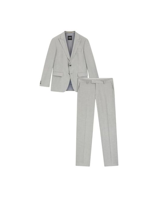 Boss Gray Single Breasted Suits for men