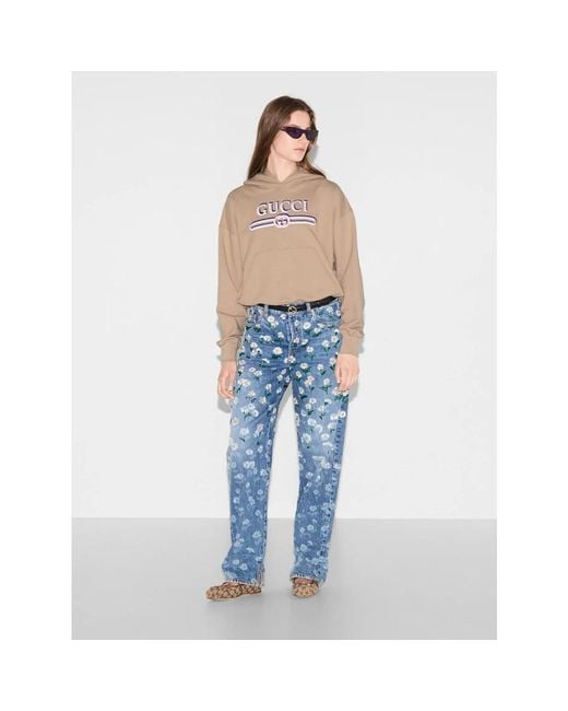 Gucci Interlocking G Web Print Sweater in het Natural