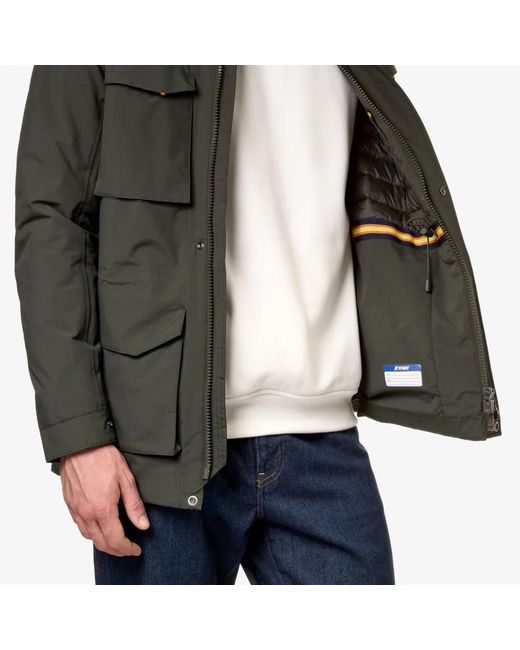 K-Way Jassen ,Grijs ,Polyester Thermo Ottoman Jas in het Green voor heren