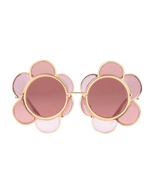 Dolce & Gabbana Pink Special Edition Flower Sunglasses