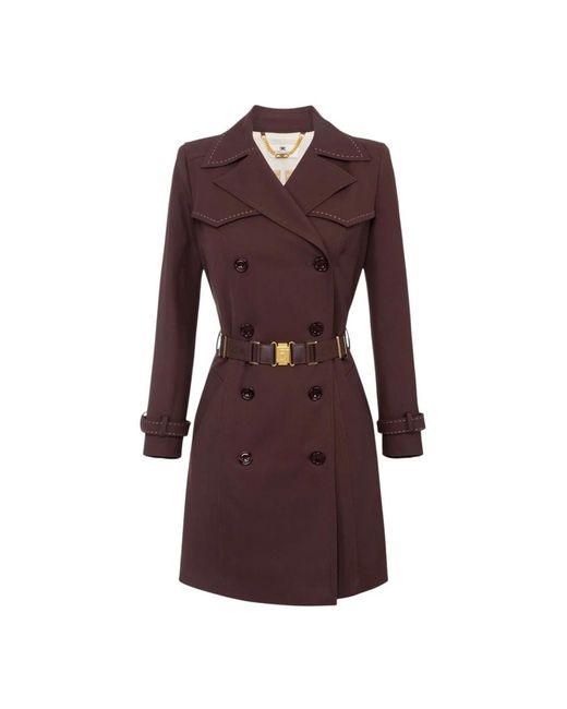 Elisabetta Franchi Trench Coats in het Purple