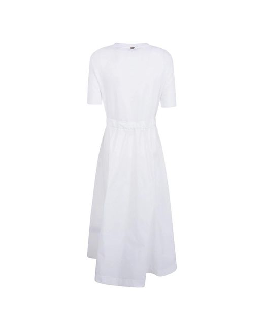 Herno Kleedjes ,Wit ,Drawstring Midi Jurk in het White