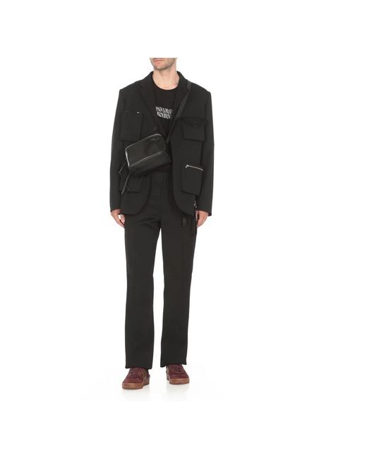 Lanvin Jassen ,Zwart ,Wol Zwarte Wollen Jas Met Piekrevers in het Black voor heren