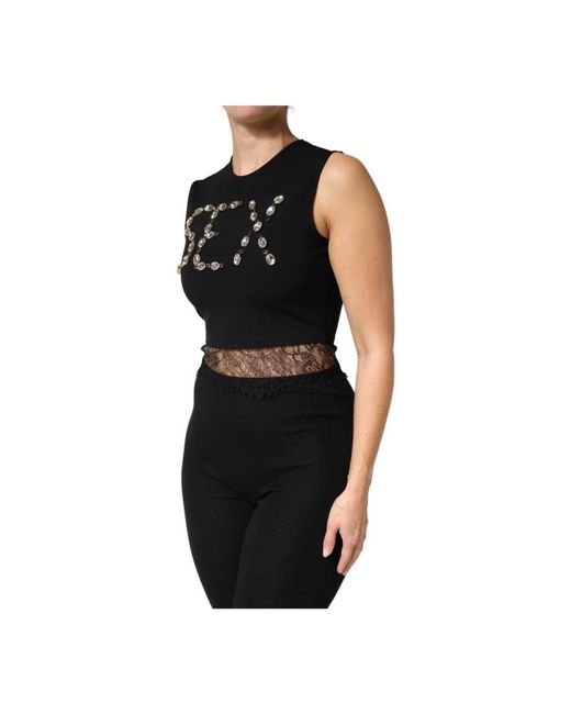 Dolce & Gabbana Black Sleeveless Tops