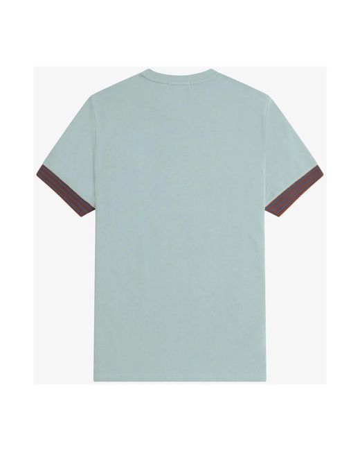 Fred Perry Tops ,Blauw ,Katoen Gestreepte Manchet Ronde Hals T-Shirt in het Blue voor heren