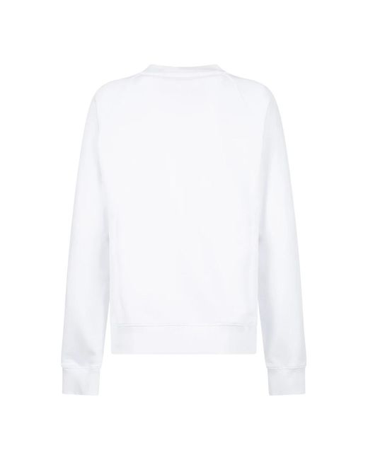 MSGM Hoodies & Sweatvesten ,Wit ,Katoen Sweatshirt Met Logo-Opdruk En Ronde Hals in het White