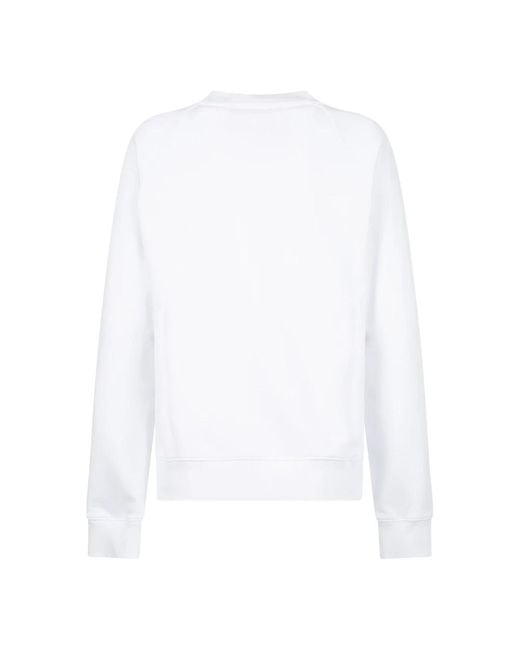 MSGM Hoodies & Sweatvesten ,Wit ,Katoen Sweatshirt Met Logo-Opdruk En Ronde Hals in het White