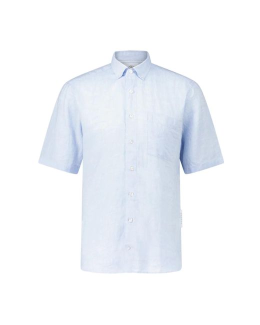 Camicia in lino a maniche corte lykos di Bogner in Blue da Uomo