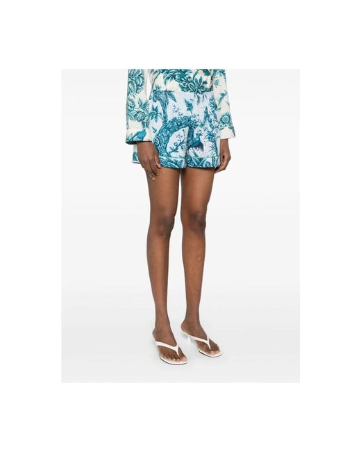 F.R.S For Restless Sleepers Blue Blaue shorts mit blumenmuster und elastischem bund