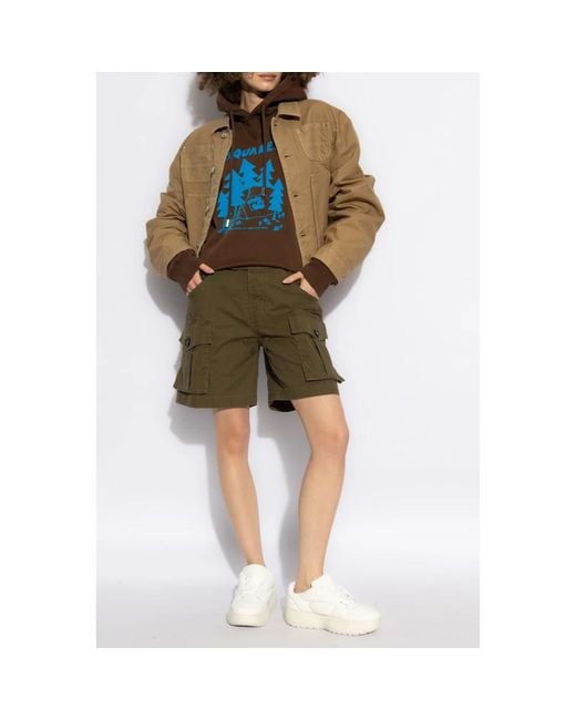 DSquared² Korte Broeken ,Groen ,Katoen Logo Shorts in het Green