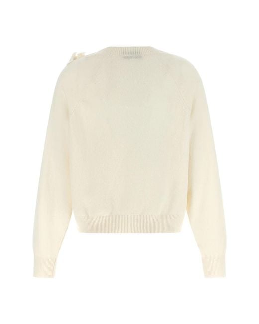 Alberta Ferretti White Round-Neck Knitwear