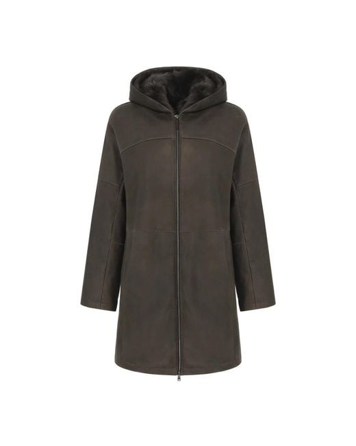 VESPUCCI by VSP Gray Brauner Anthrazit-Shearling-Mantel